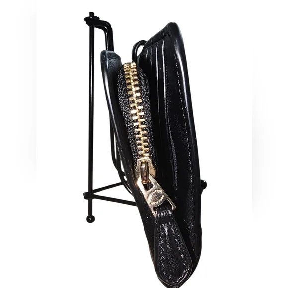 COACH Smooth Black Leather Skinny Wallet - Picture 10 of 12